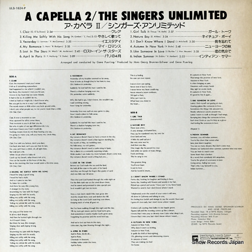 SINGERS UNLIMITED, THE a capella 2 ULS-1624-P