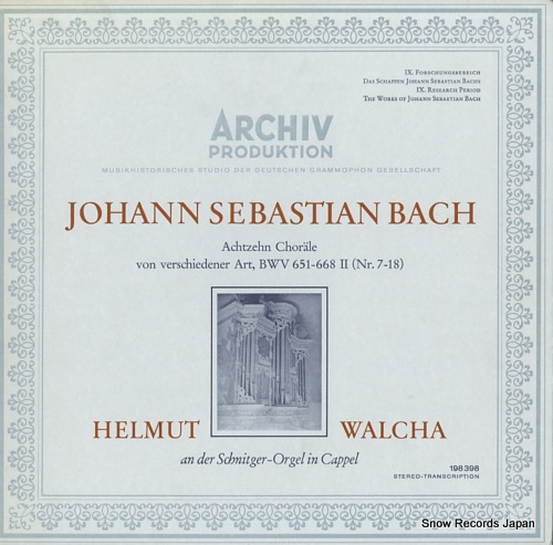 WALCHA, HELMUT bach; achtzehn chorale von verschiedener art, bwv651-668 ii 198398 - front cover