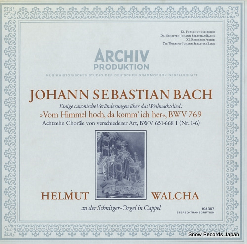 WALCHA, HELMUT bach; vom himmel hoch, da komm' ich her, bwv769 198397 - front cover