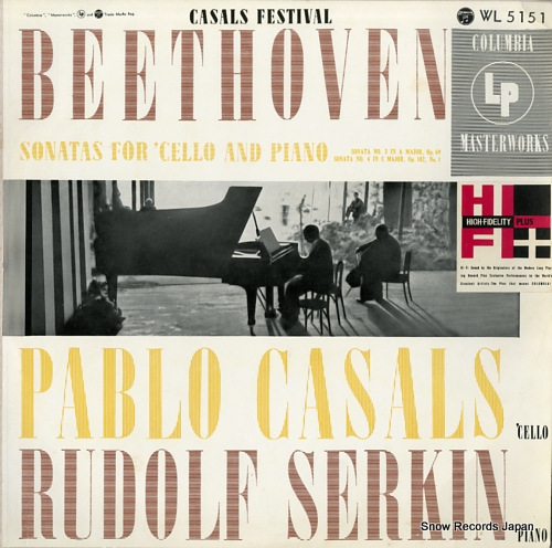 CASALS, PABLO beethoven; sonatas for 'cello and piano WL5151