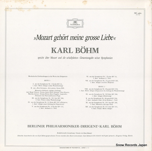 BOHM, KARL mozart; gehort meine grosse liebe MI2960
