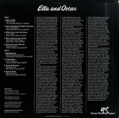 FITZGERALD, ELLA, AND OSCAR PETERSON ella and oscar MW2170