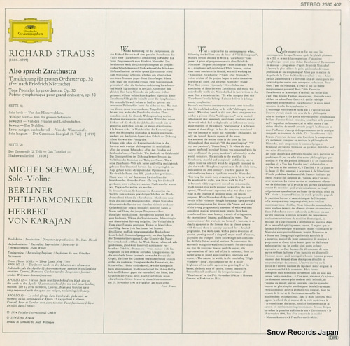 KARAJAN, HERBERT VON strauss; also sprach zarathustra 2530402