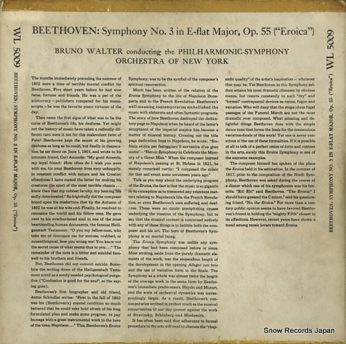 WALTER, BRUNO beethoven; symphony no.3 