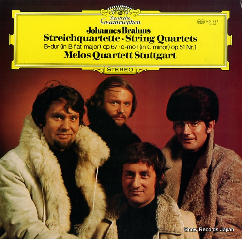 MELOS QUARTETT STUTTGART brahms; string quartets in b flat major MG1117