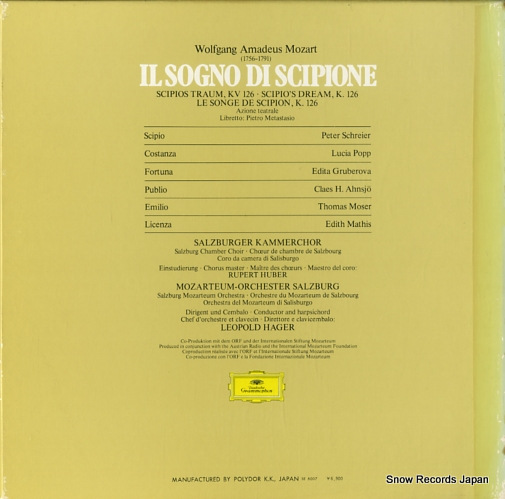 HAGER, LEOPOLD mozart; il sogno di scipione MG8417/9