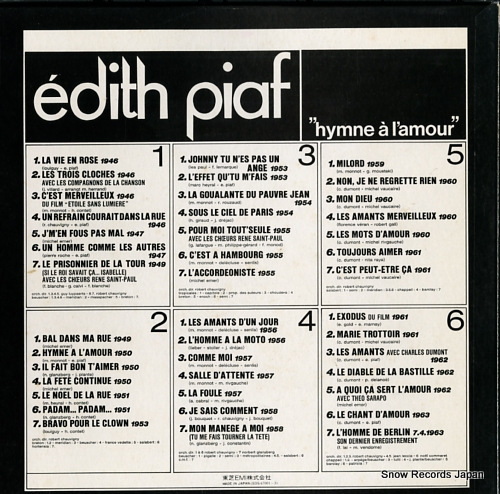 PIAF, EDITH hymne a l'amour EOS-67001