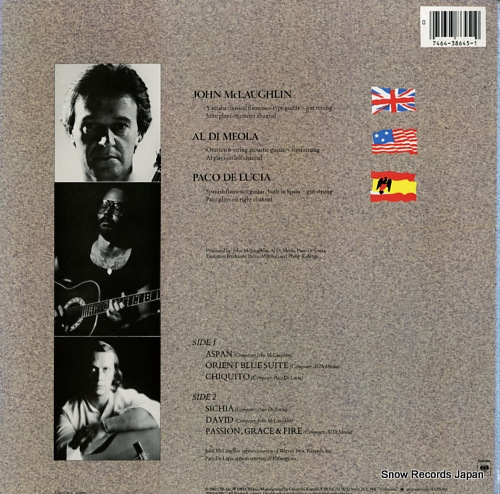 MCLAUGHLIN, JOHN, AL DI MEOLA, PACO DE LUCIA passion grace & fire FC38645