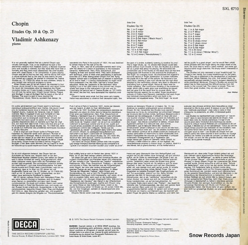 ASHKENAZY, VLADIMIR chopin; etudes op.10 & op.25 SXL6710