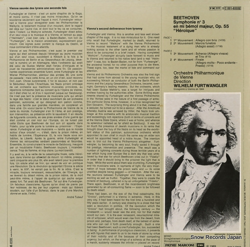 FURTWANGLER, WILHELM beethoven; symphony no.3 en mi bemol majeur,op.55 