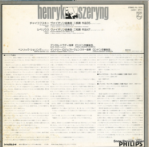 SZERYNG, HENRYK szeryng plays tchaikovsky and sibelius PL-1339