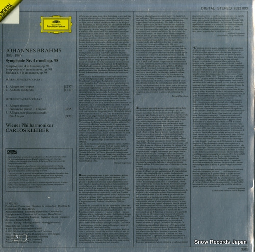 KLEIBER, CARLOS brahms; symphonie no.4 2532003