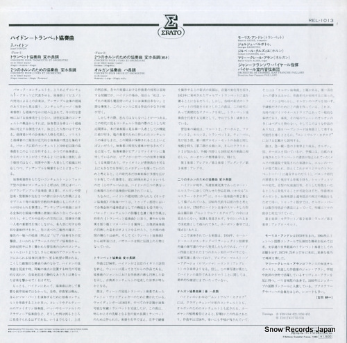 ANDRE, MAURICE josef haydn; concerto pour trompette et orchestre REL1013 - back cover