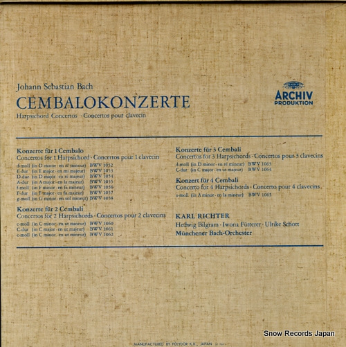 RICHTER, KARL bach; cembalokonzerte MAF8054