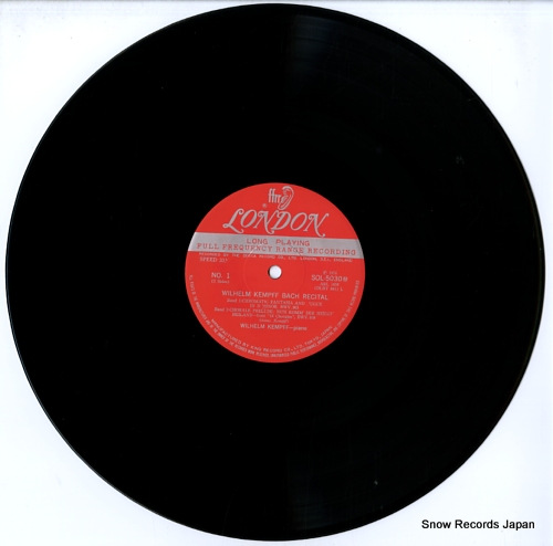 KEMPFF, WILHELM bach recital SOL5030M - disc