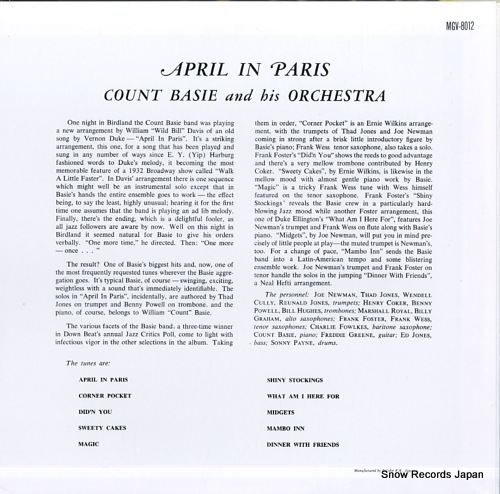 BASIE, COUNT april in paris UCJU-9020 / MGV-8012