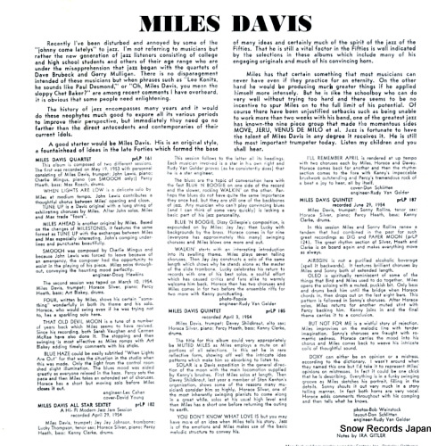 DAVIS, MILES miles davis quartet PRLP161