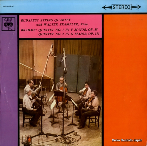 BUDAPEST STRING QUARTET brahms quintet no.1 in f major, op.88 OS-402-C