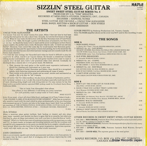 ALEXANDER, UNCLE TOM sizzlin' steel guitar MA-1005