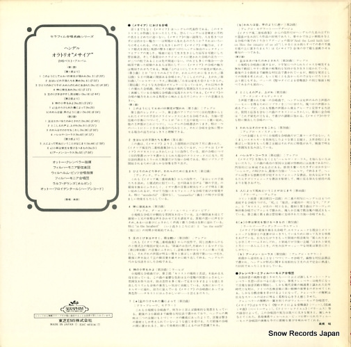 KLEMPERER, OTTO handel; choruses from 