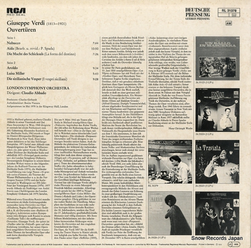 ABBADO, CLAUDIO verdi; ouvertures RL31378